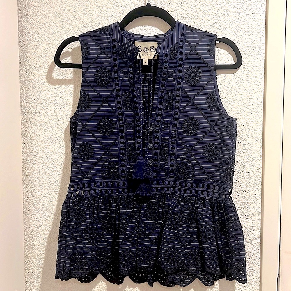 Navy blue cutout blouse